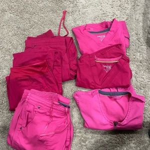 Lot of 3 sets beyond scrubs size medium pink/dark pink